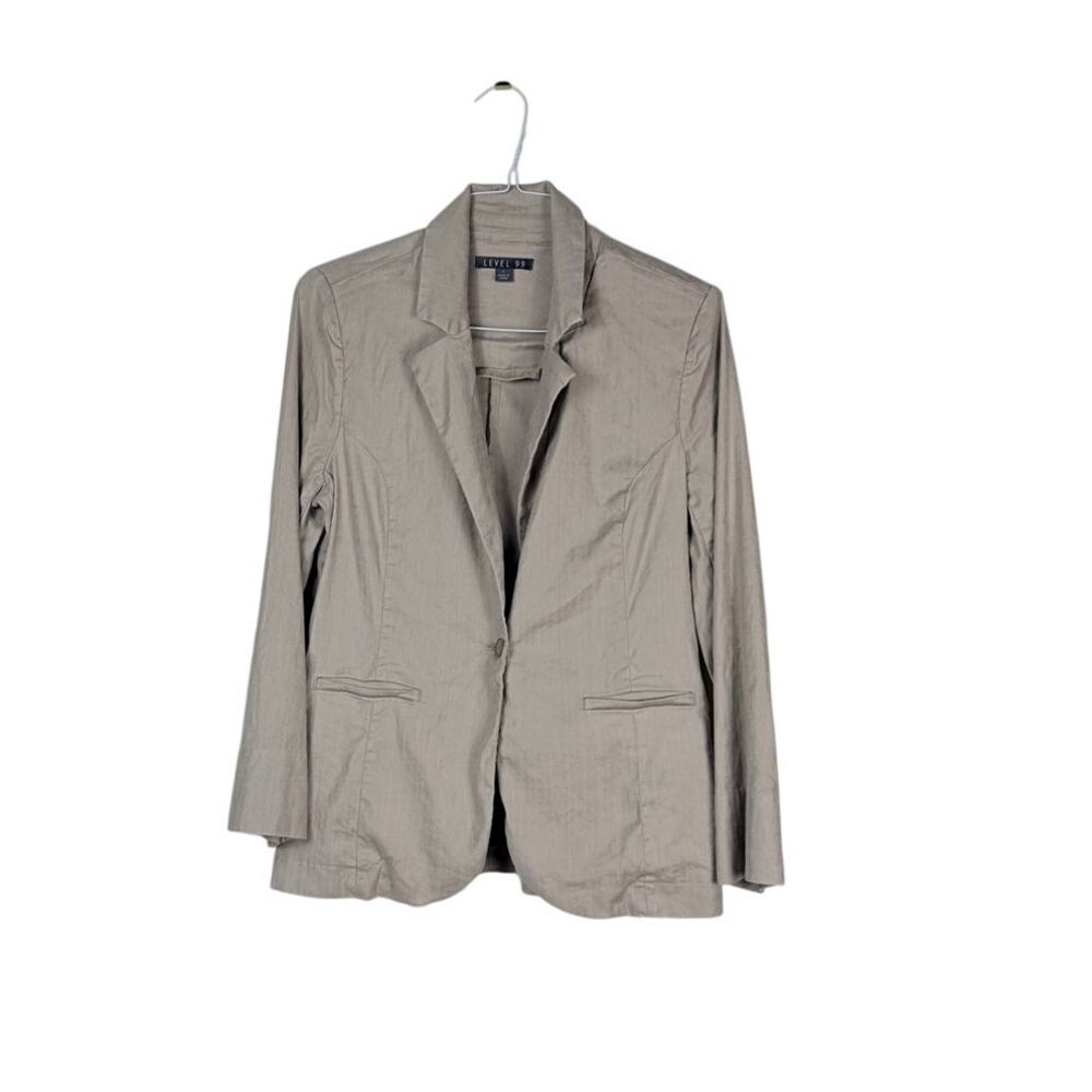 Level 99 Linen Blend Blazer Khaki Lightweight Jacket L